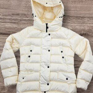 Moncler Women's Size 2 Cream Raccoon Down Puffer Hooded Jacket Coat